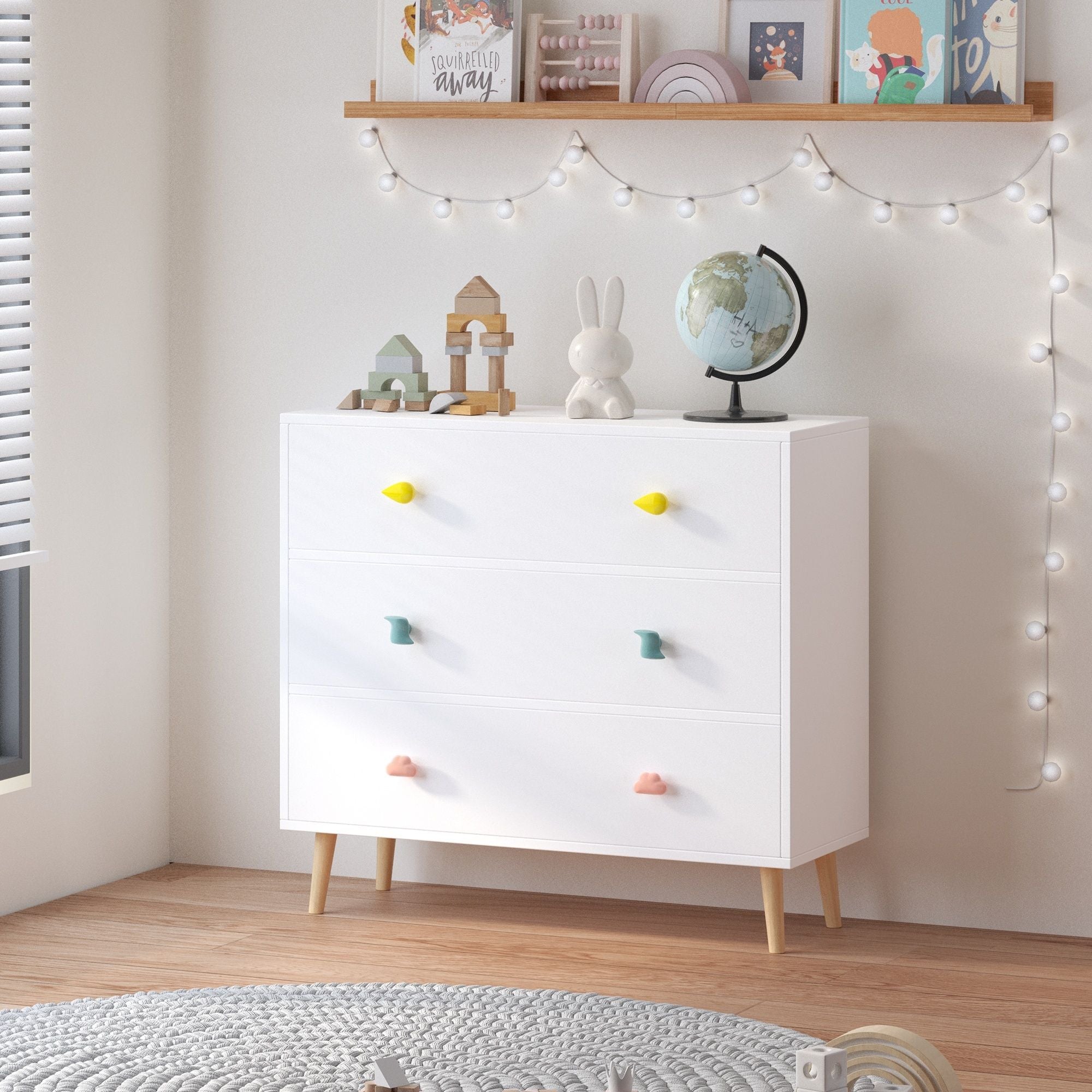 3 Drawer Dresser, Storage Cabinet With Anti Tip Safety