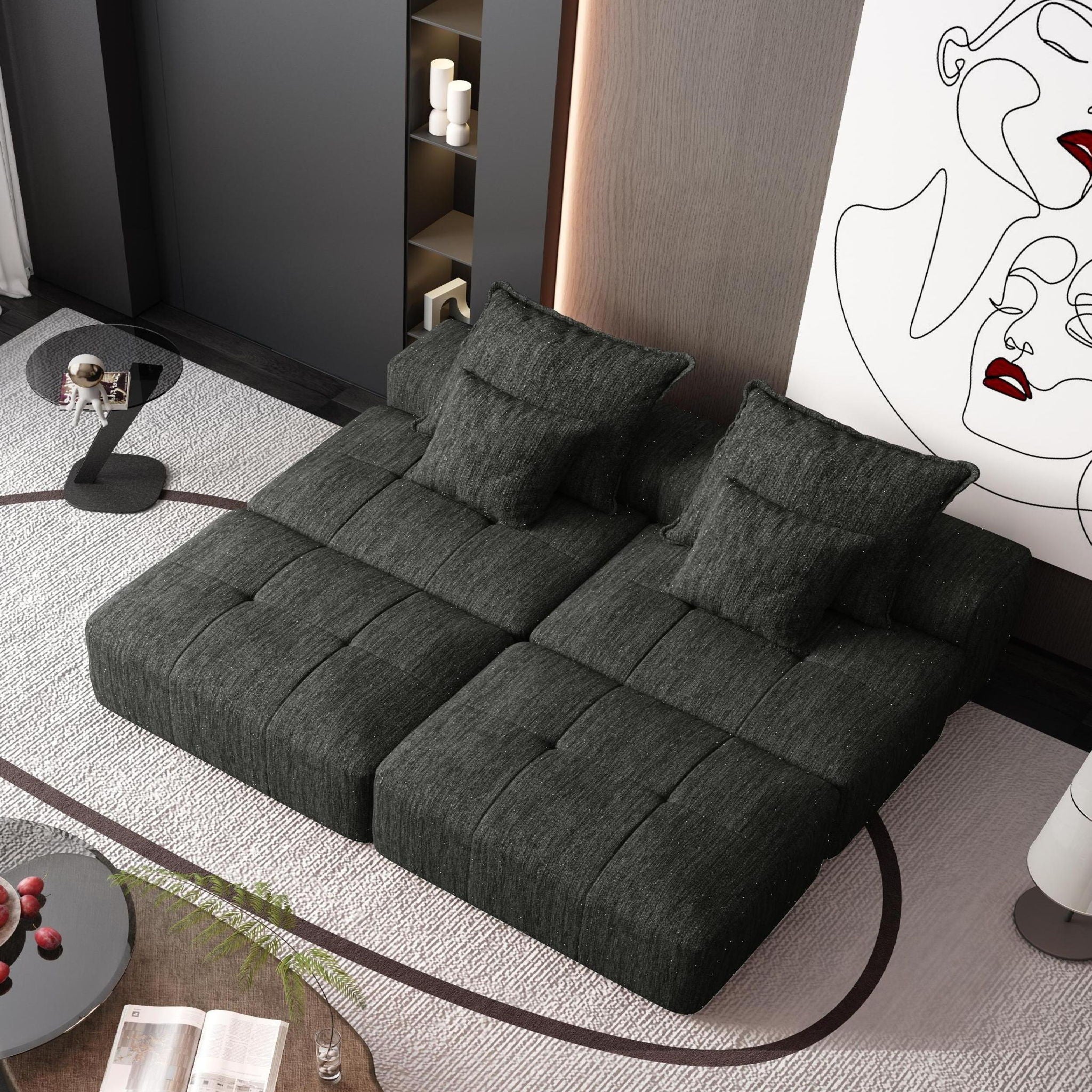 Modern Oversized Diy Combination Modular Sectional Sofa With Pillows