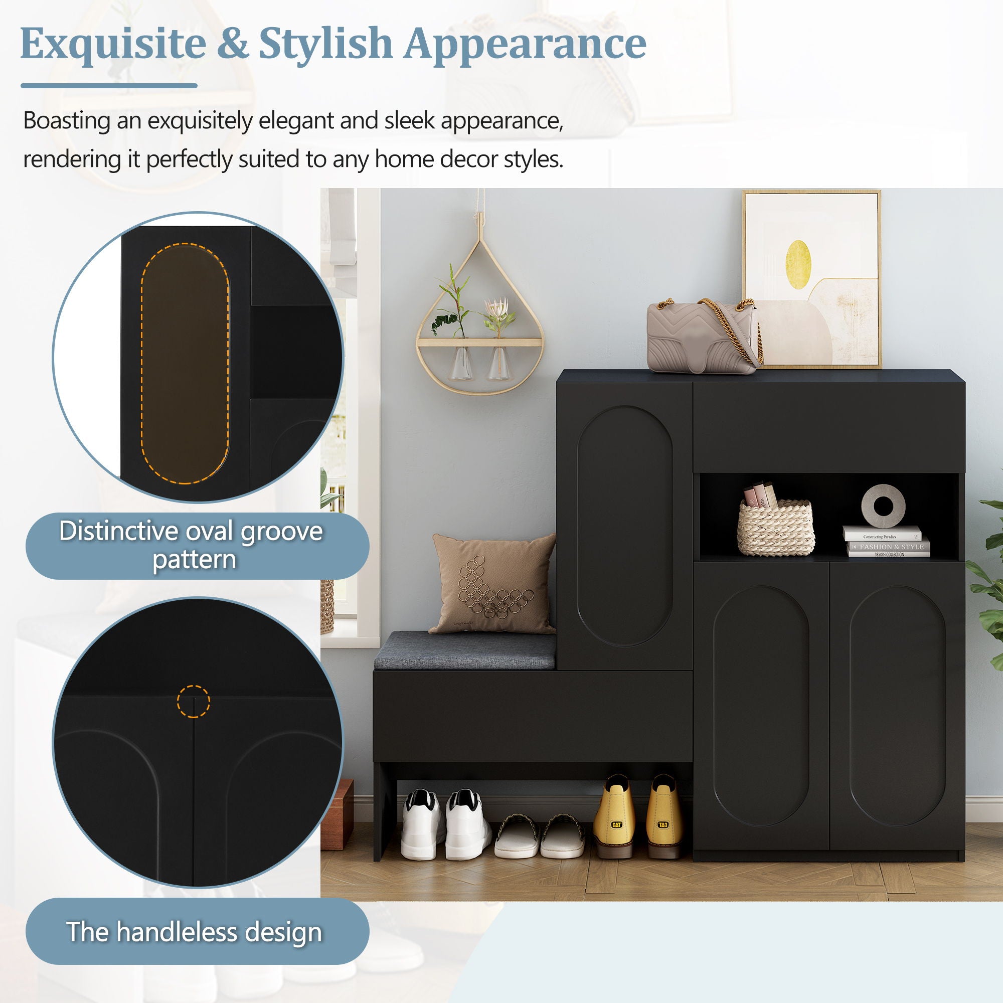 Elegant 2 In 1 Shoe Cabinets With Soft Cushion Versatile Shoe Rack Organizer With Adjustable Shelves