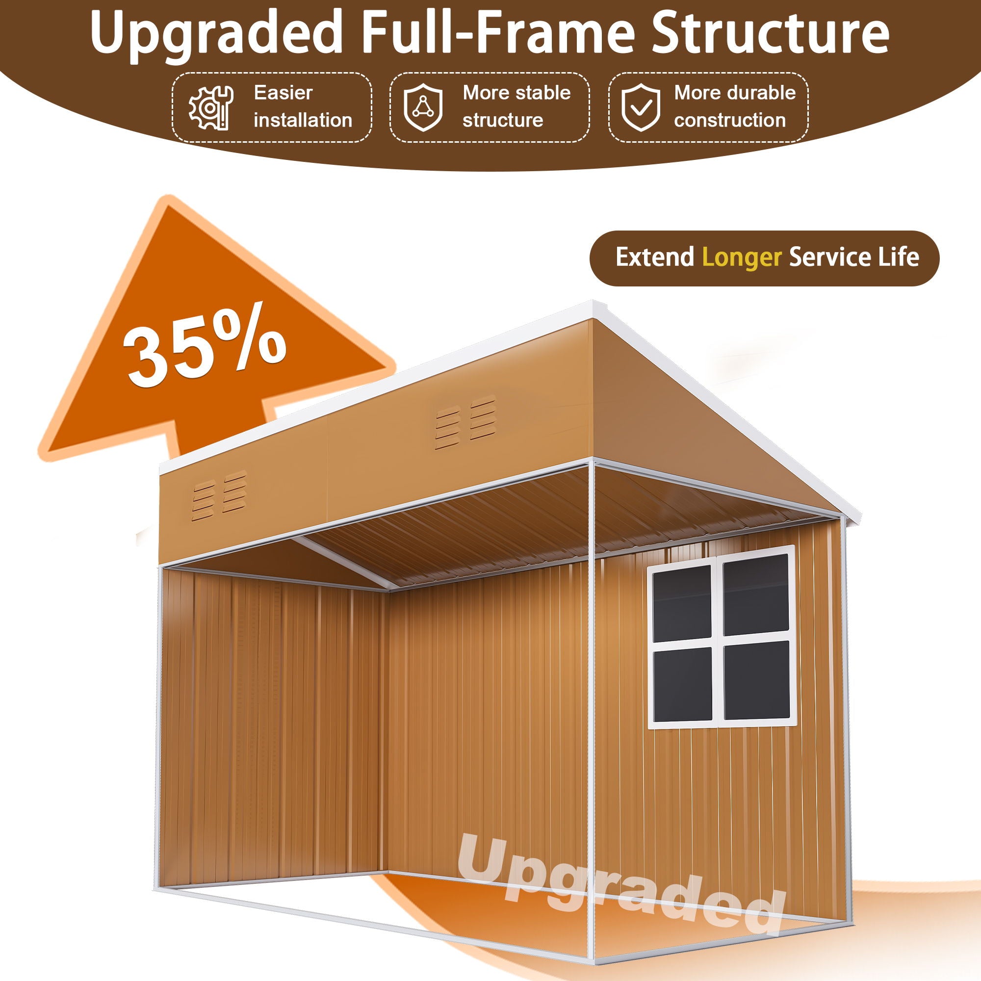 Weatherproof Storage Shed With Double Doors And Ventilation