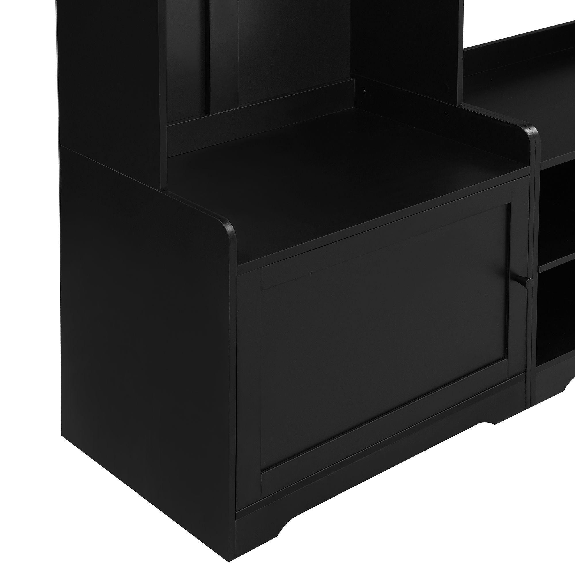 Wide Hall Tree With Shoe Storage, 4 In 1 Entryway Bench With 8 Cubbies, 7 Coat Hooks & Adjustable Shelf For Hallway - Black