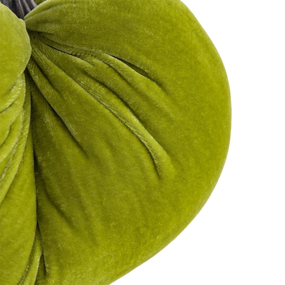 Velvet Weighted Pumpkin With Resin Stem Apple, Pumpkin Ornament Decor For Holiday Harvest Festival Fall Festival & Thanksgiving (Set of 2) - Green