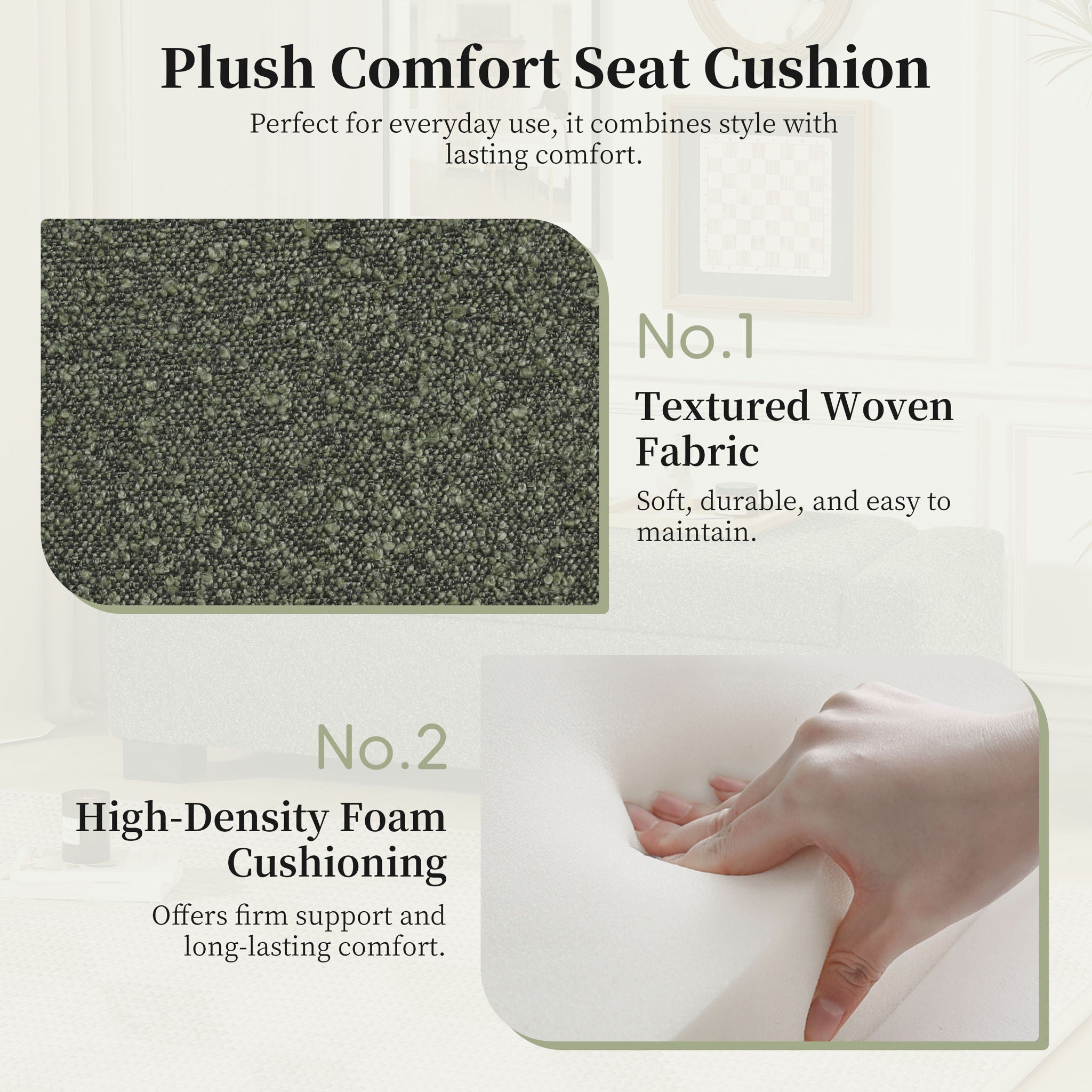 Textured Fabric Ottoman Bench With Hinged Lid
