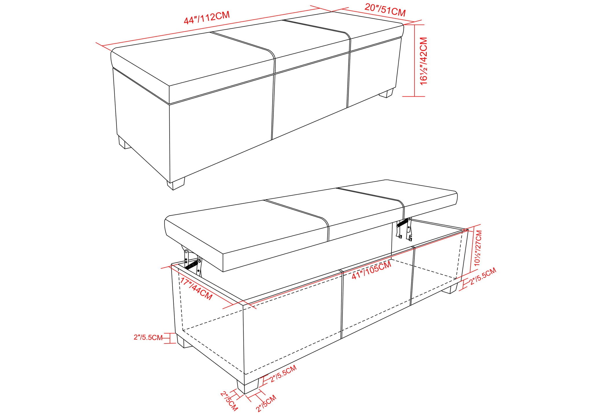Avalon - Lift Top Rectangular Storage Ottoman - Tanners Brown
