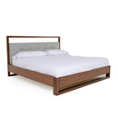 California King Nova Domus Falcor - Modern Grey Fabric & Walnut Veneer Bed