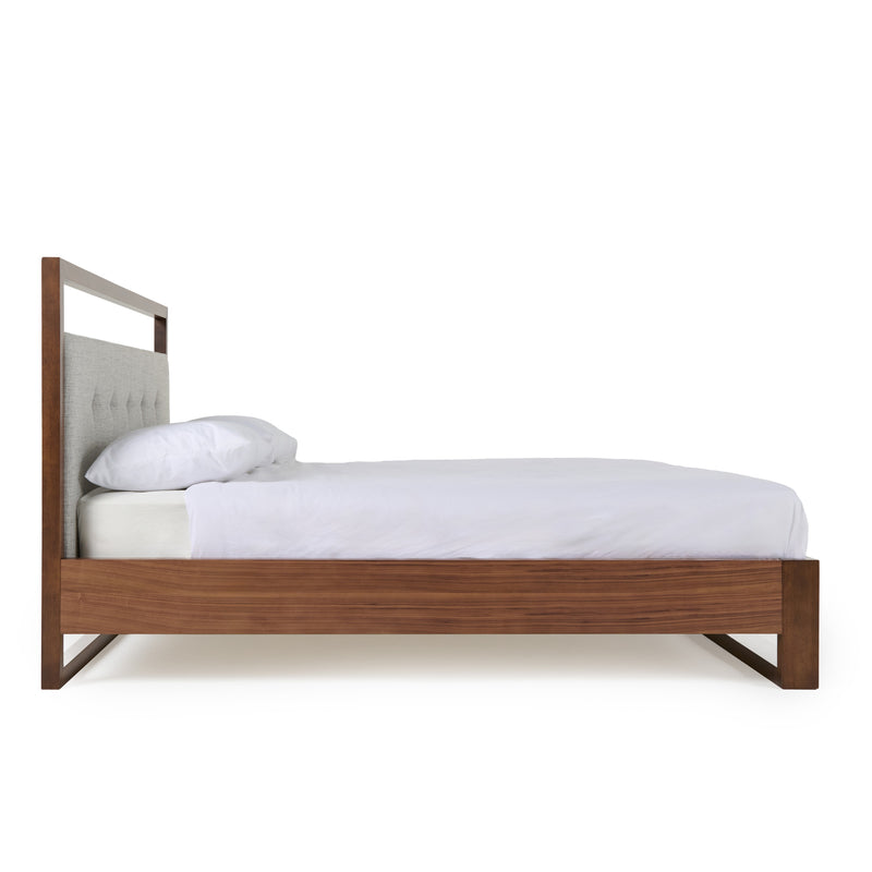 Eastern King Nova Domus Falcor - Modern Grey Fabric & Walnut Veneer Bed