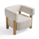 Modrest Fang - Modern White Fabric & Wood Accent Chair