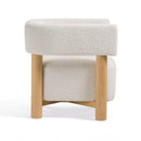 Modrest Fang - Modern White Fabric & Wood Accent Chair