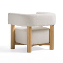 Modrest Fang - Modern White Fabric & Wood Accent Chair
