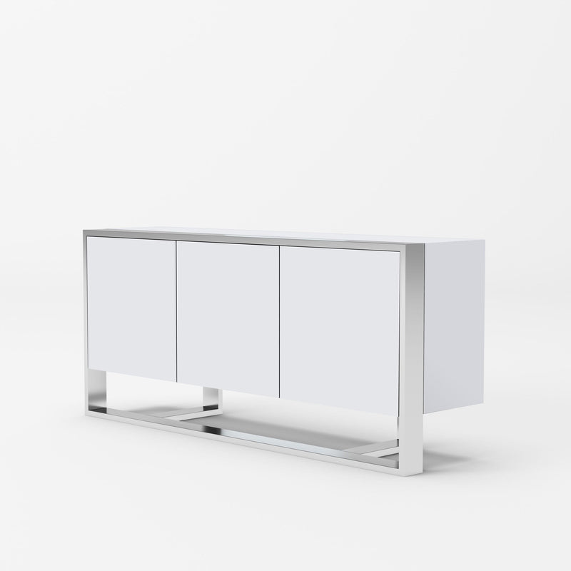 Modrest Fauna - Modern White High Gloss & Stainless Steel Buffet