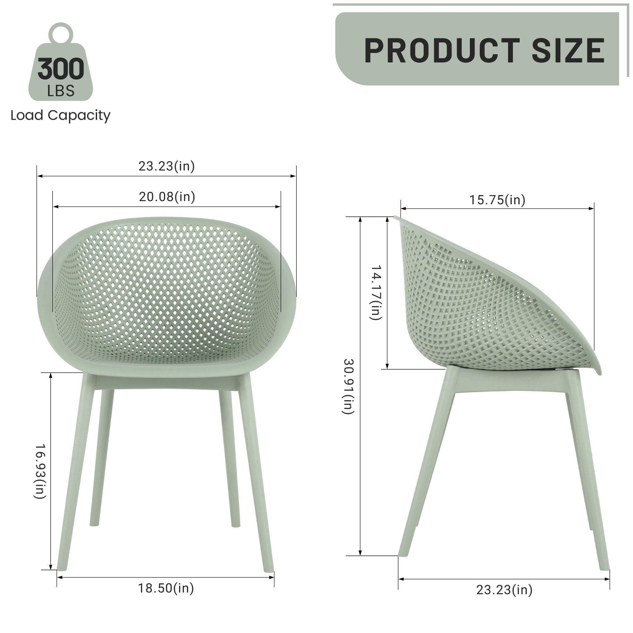 2 Piece Durable Single Chair With Hollow Out Design