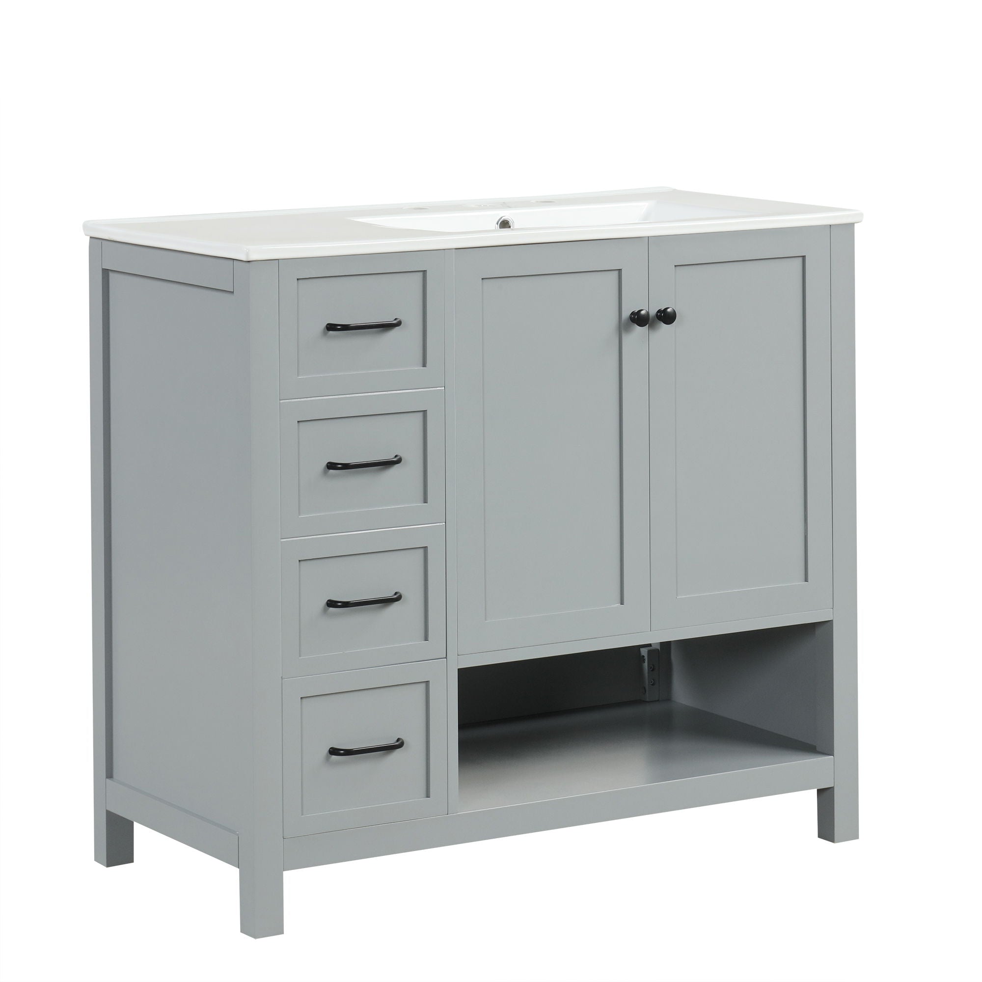 Modern Bathroom Vanity With Sink Top, 2 Doors And 2 Drawers