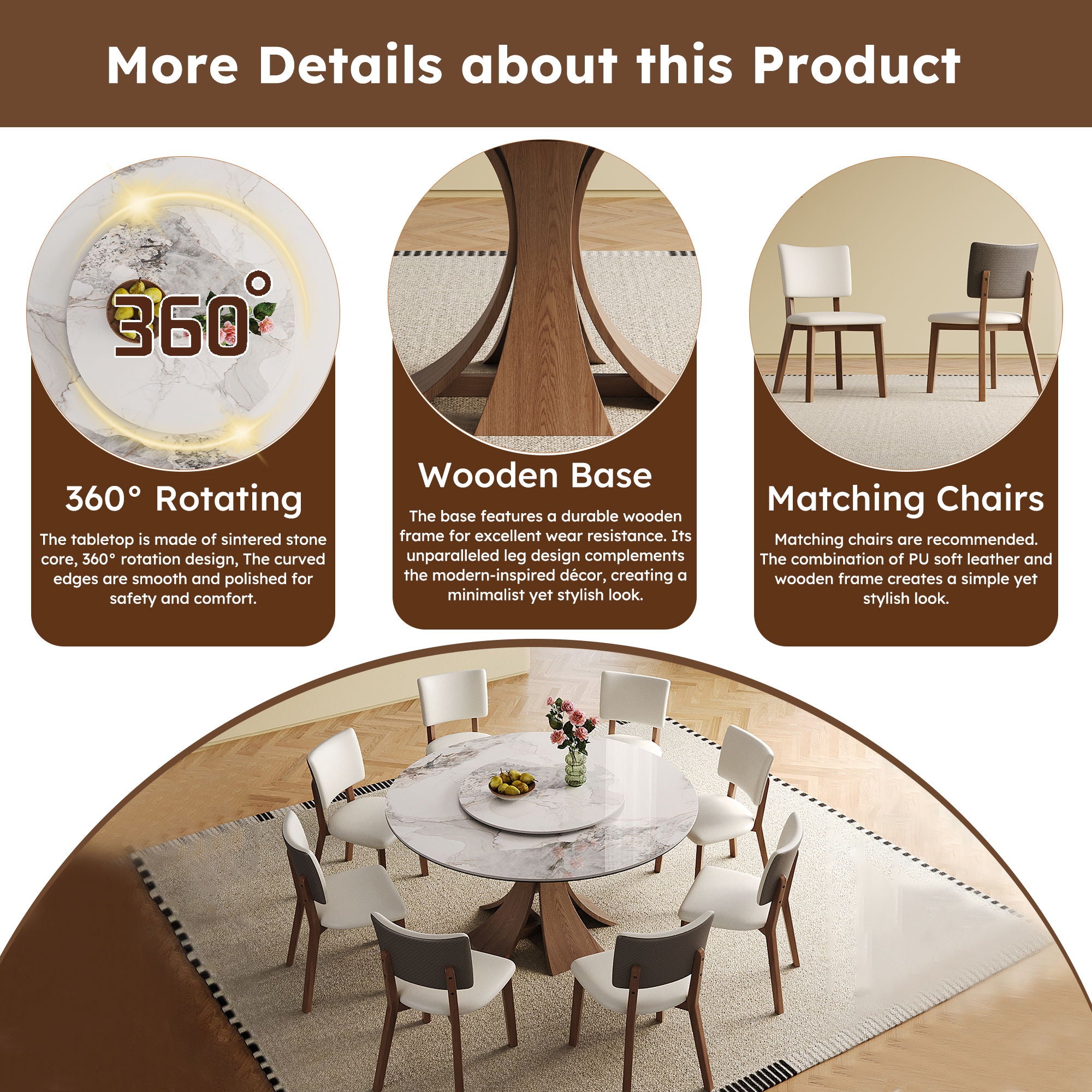 Dining Table Set With Wooden Base