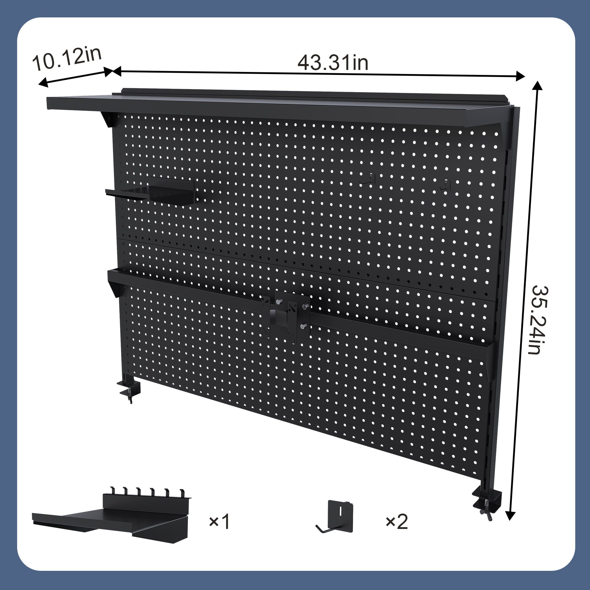 Clamp On Desk Pegboard With Single Monitor Stand