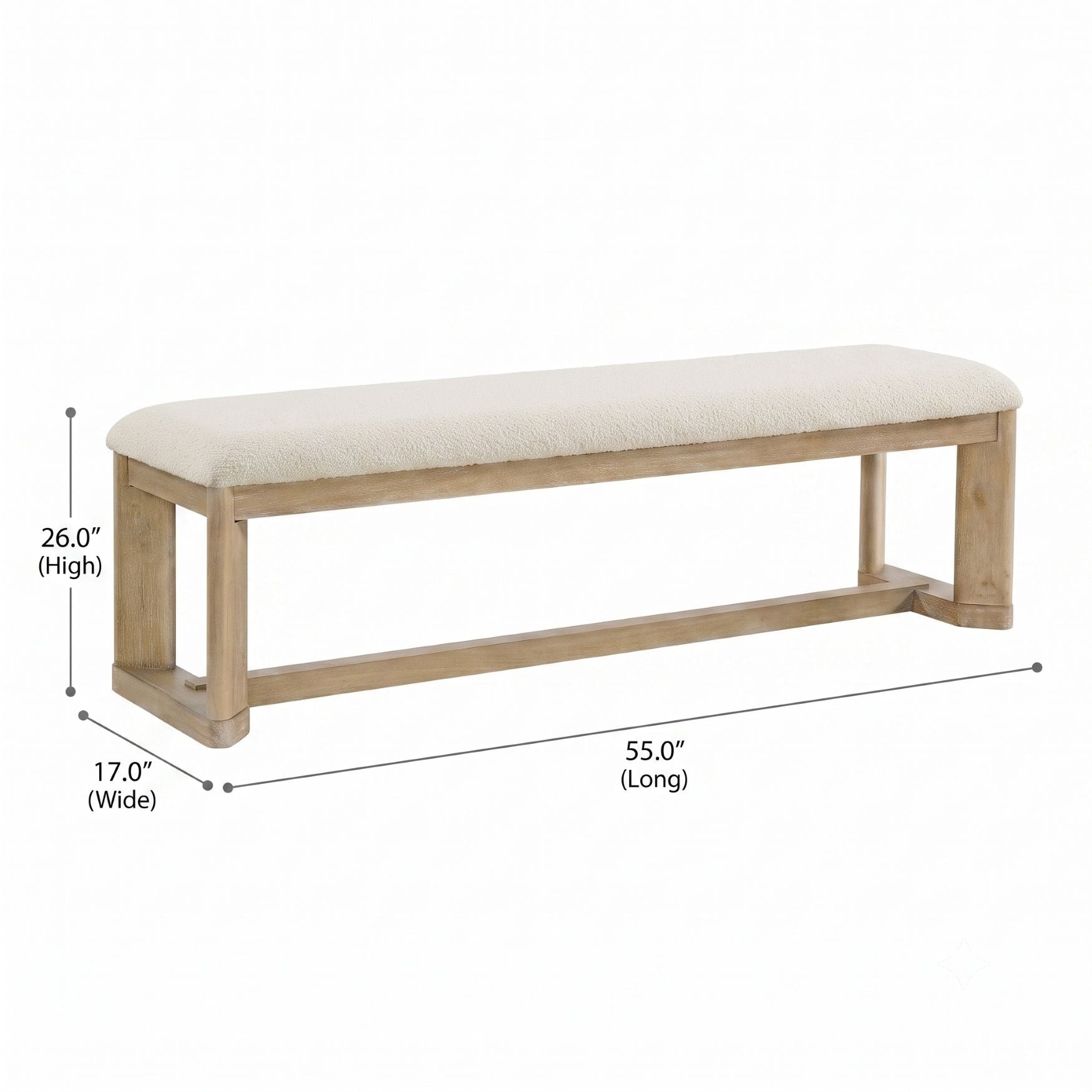 Upholstered Dining Bench - Brown