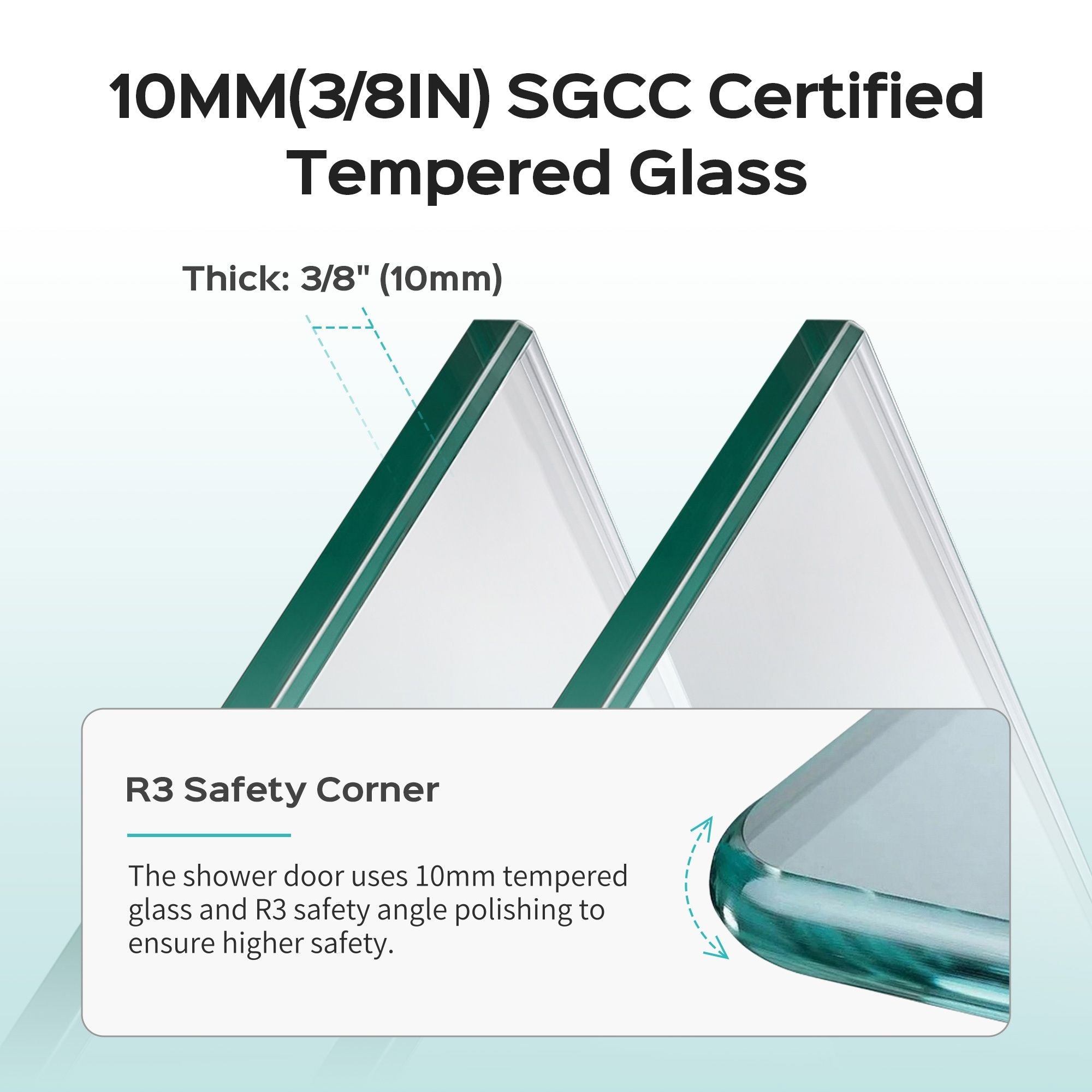 Frameless Double Sliding Soft-Close Shower Door, 3 / 8" (10Mm) Thick SGCC Tempered Glass Door, Matte