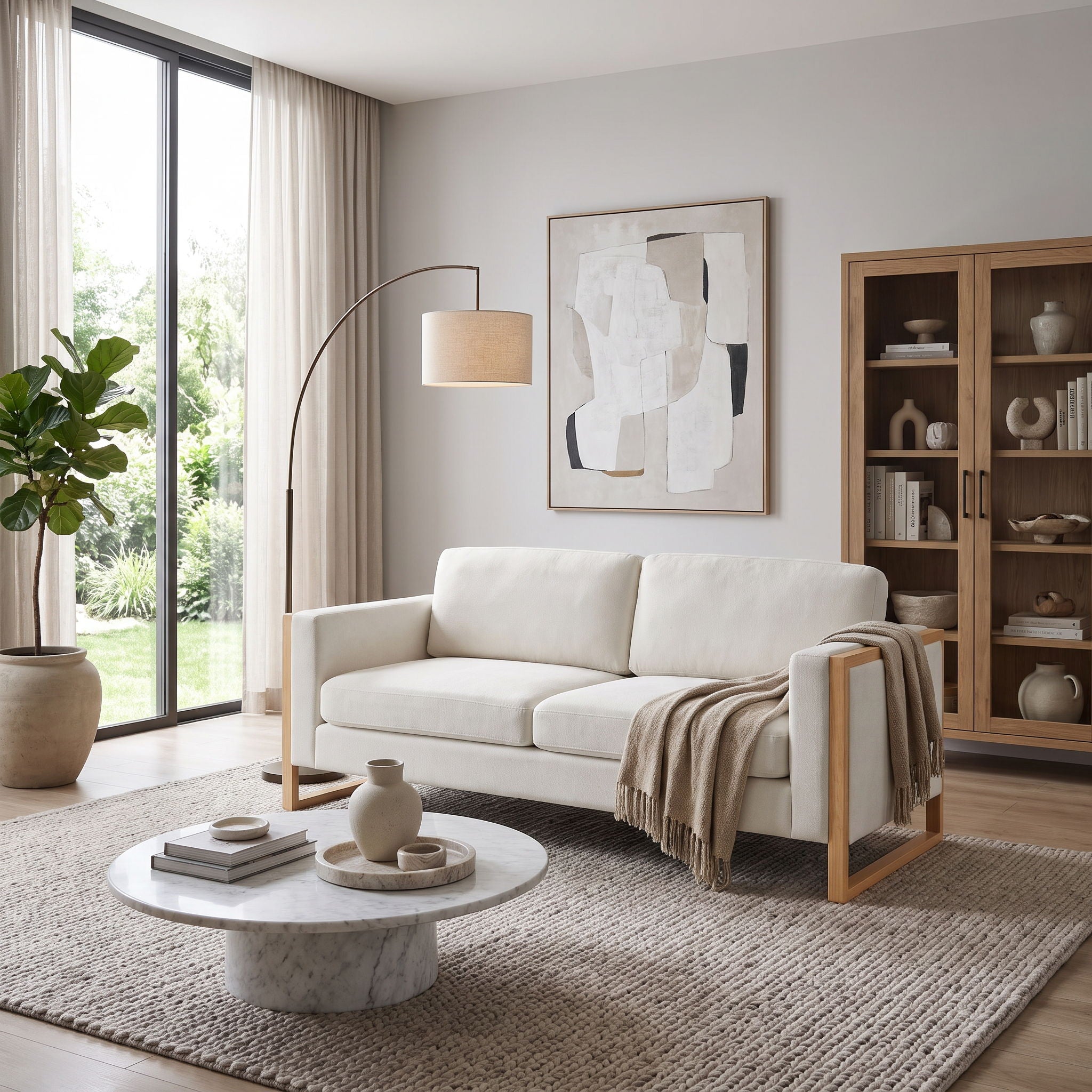 Modern Sofa With Solid Wood Legs, 3 Seater