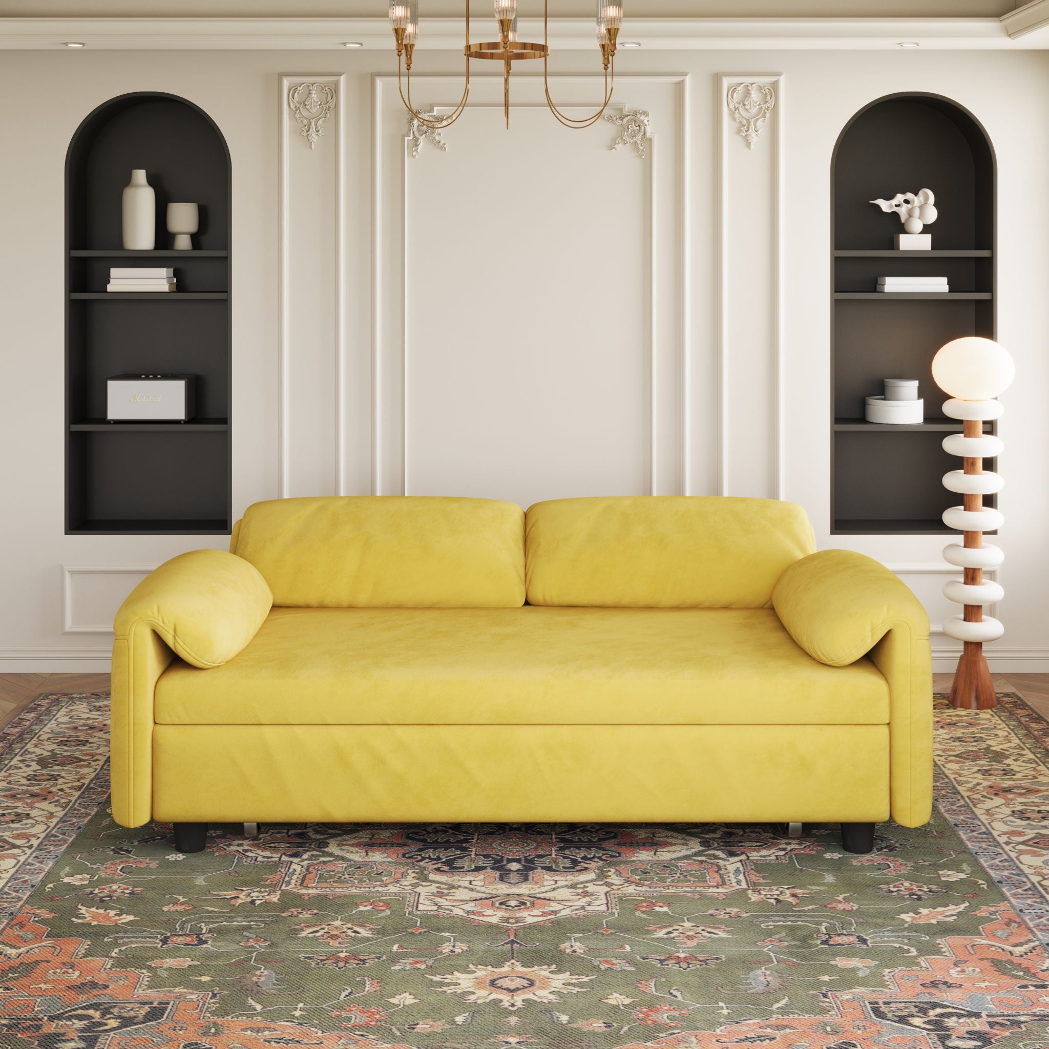 Sofa, Dual Purpose Lounge With Retractable Queen Size Bed