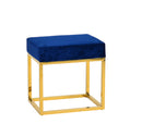 Modrest Downey Modern Blue Velvet & Gold Stool Ottoman