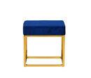 Modrest Downey Modern Blue Velvet & Gold Stool Ottoman