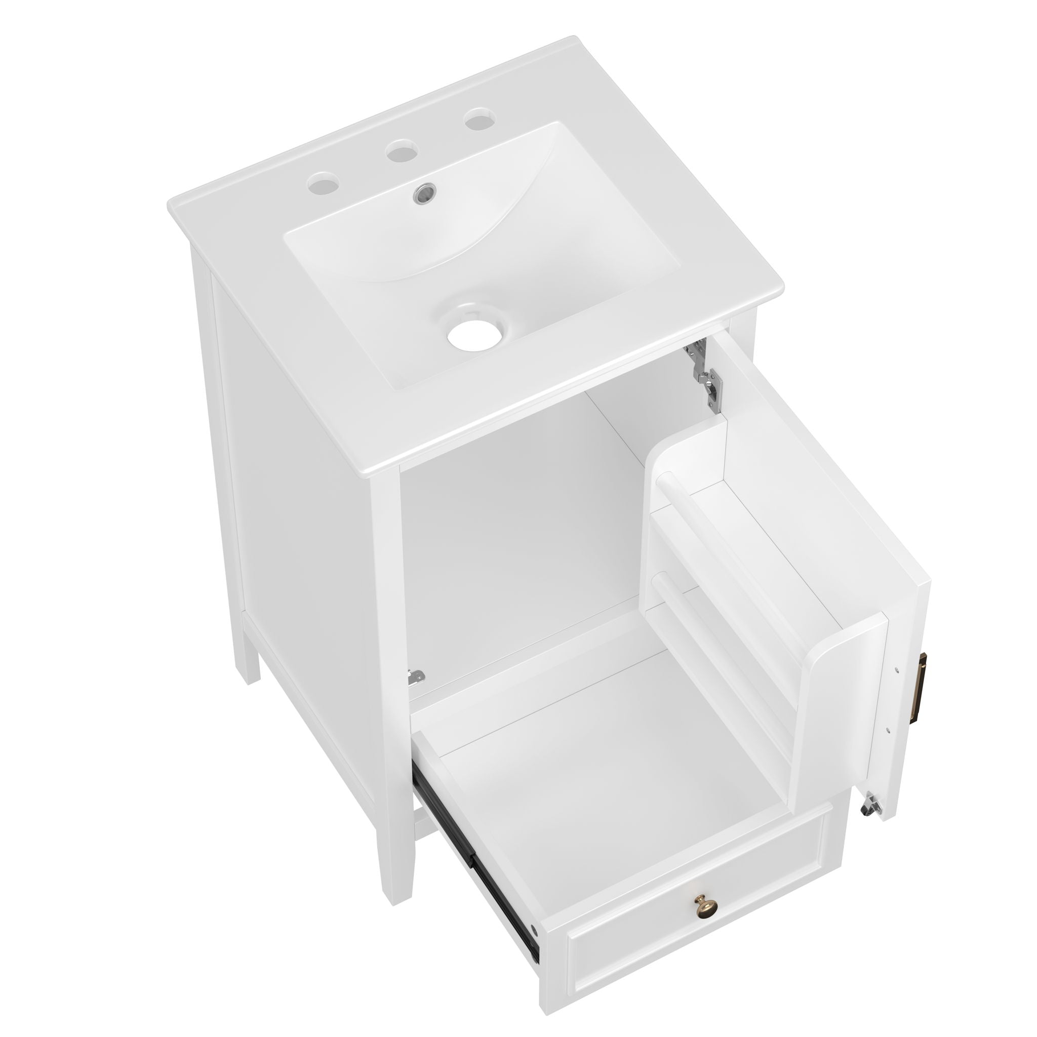 Modern Bathroom Vanity With Sink, Cabinet Storage, Drawer & Adjustable Feet