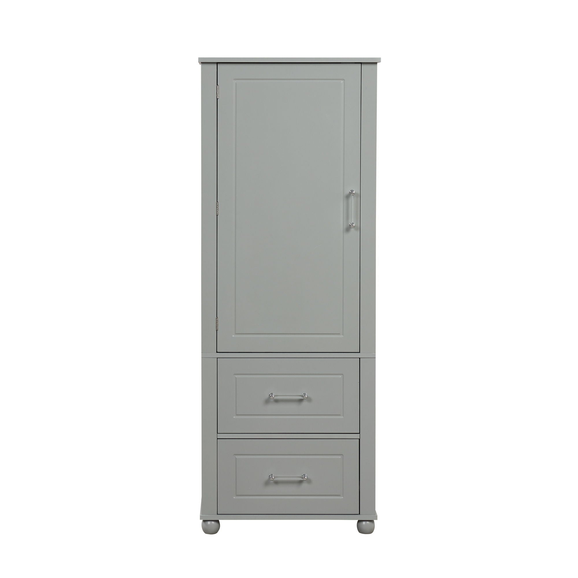 Tall Freestanding Bathroom Storage Cabinet With 2 Drawers And Adjustable Shelf