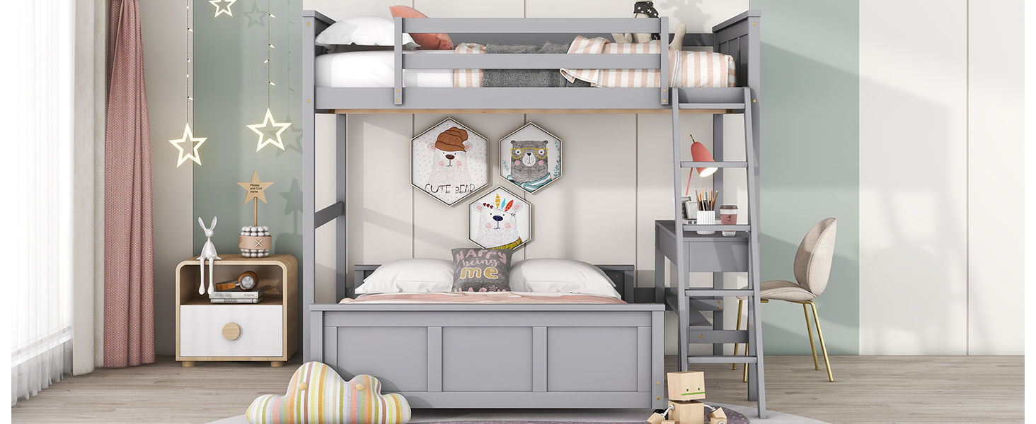 Full Over Full Bunk Bed With Desk
