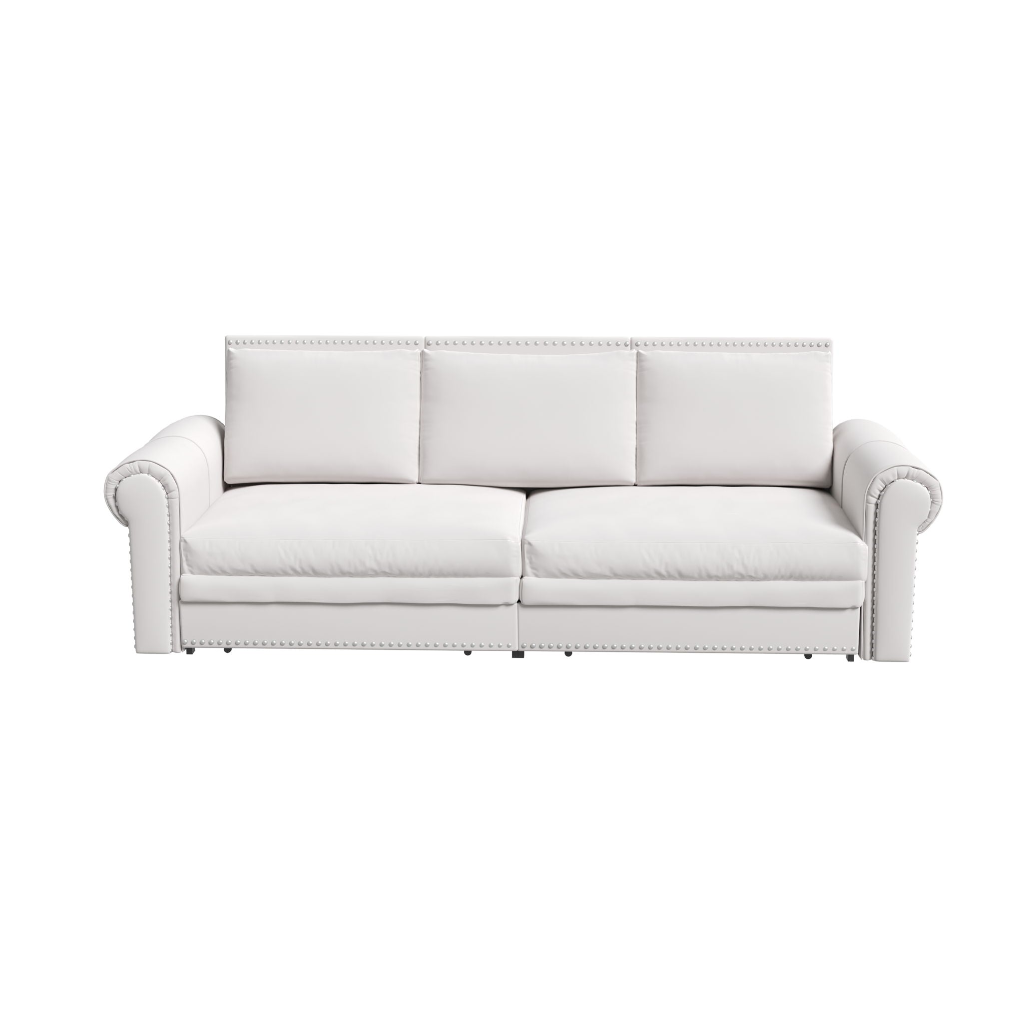 Pull Out Sofa Bed 3 In 1 Convertible Sleeper Sofa With Nailhead Trim & Rolled Arm, Multi Functional