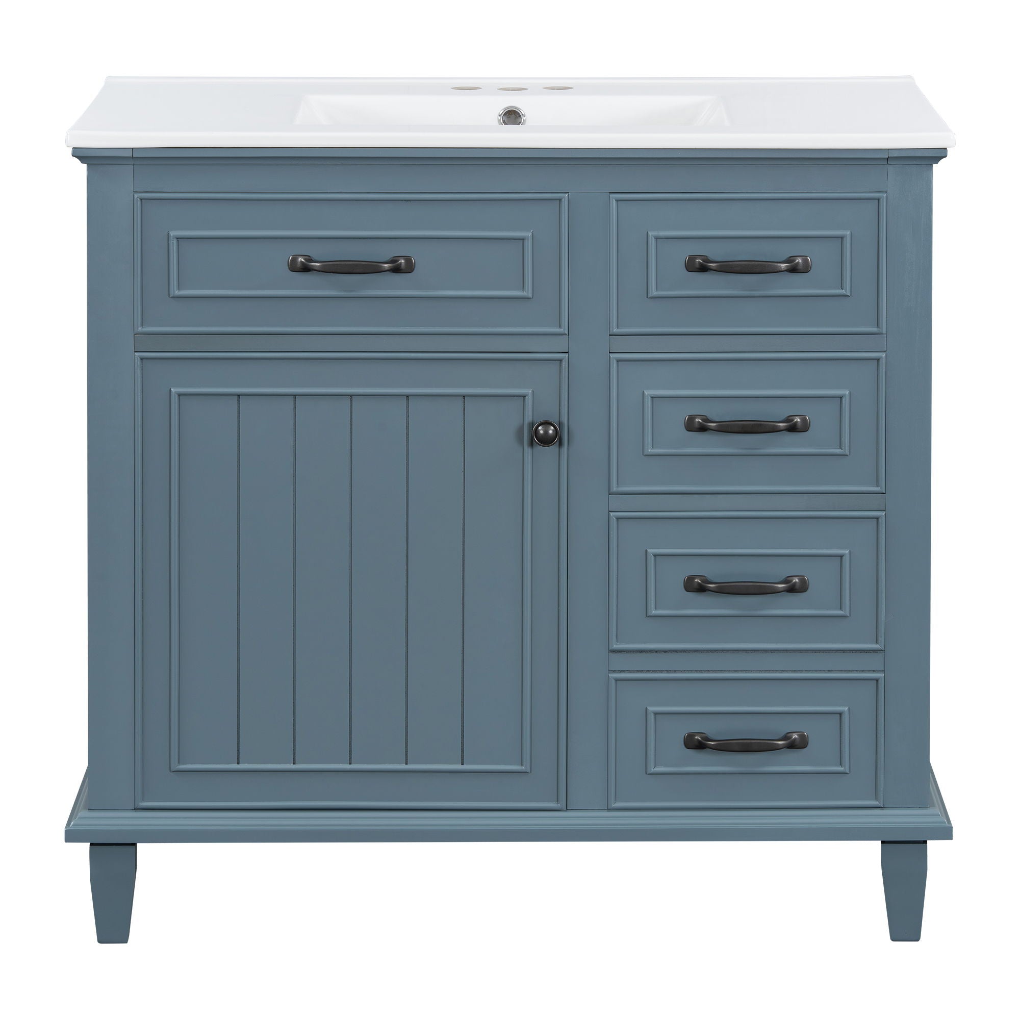 Modern Bathroom Vanity With Sink Top, Flip Drawers, Adjustable Shelf