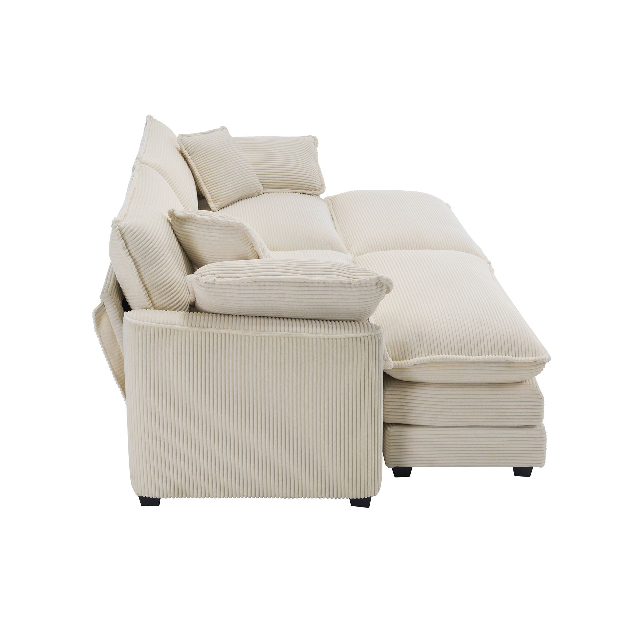 Modern Oversized Modular Cushion Sofa With Ottoman, Low Back, Deep Seating Sofa Set