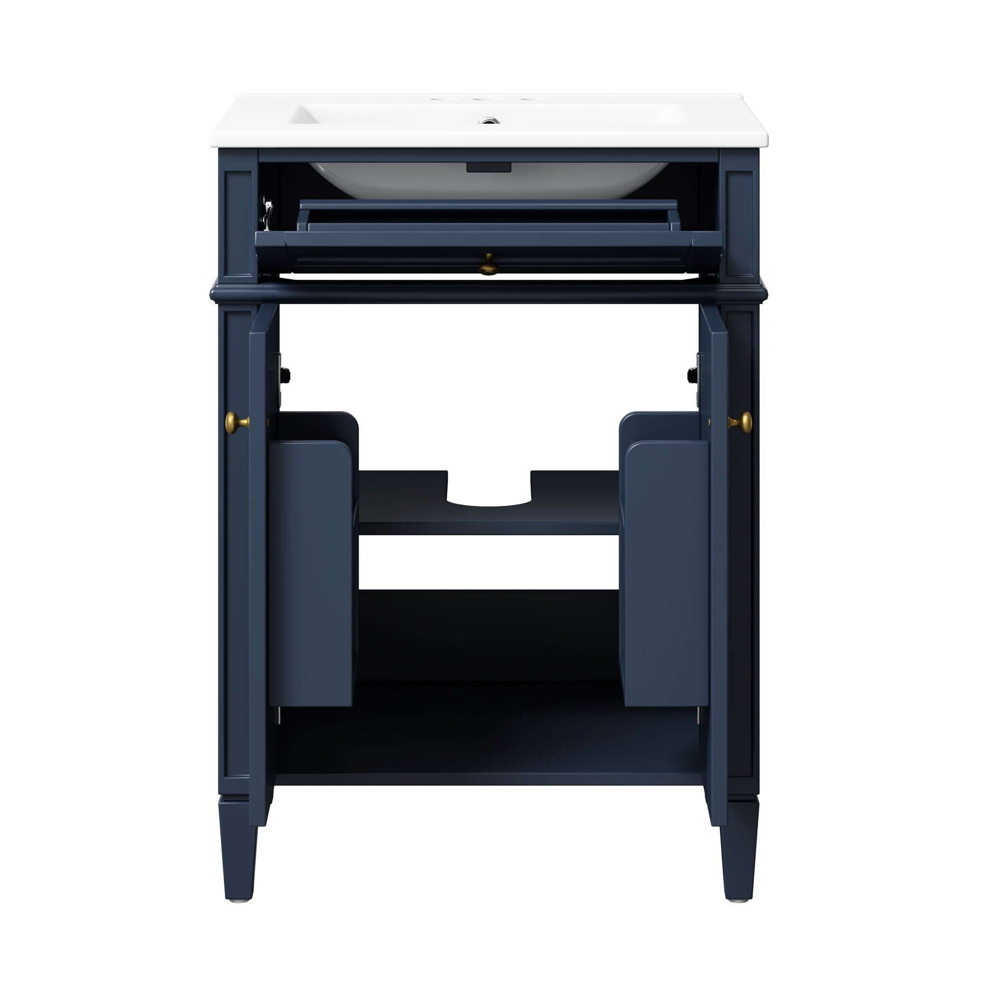 Modern Bathroom Vanity With Tip-Out Drawer And Soft-Close Hinges