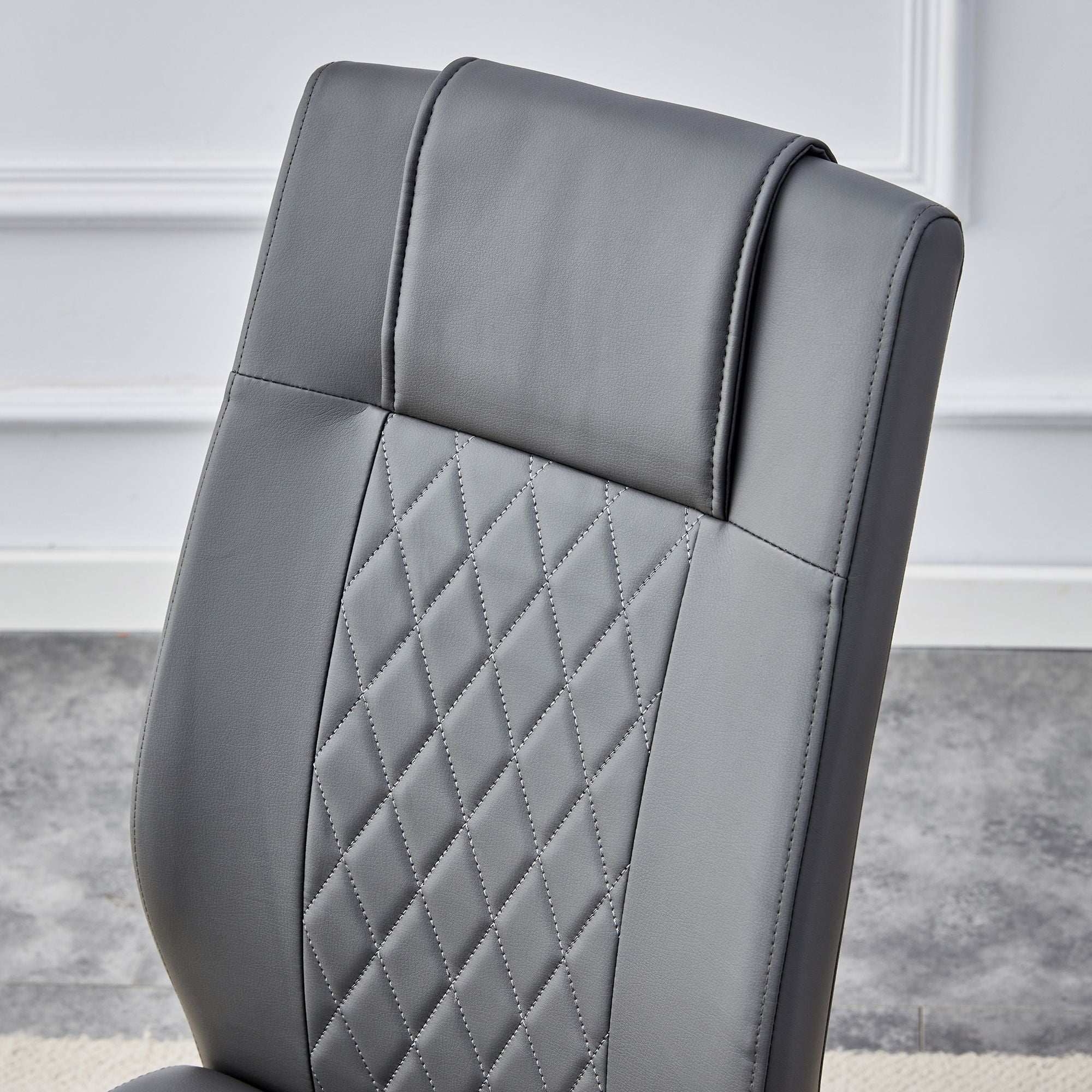 Modern Legged Upholstered Dining Chairs (Set of 4) Artificial For Kitchen And Office - Gray