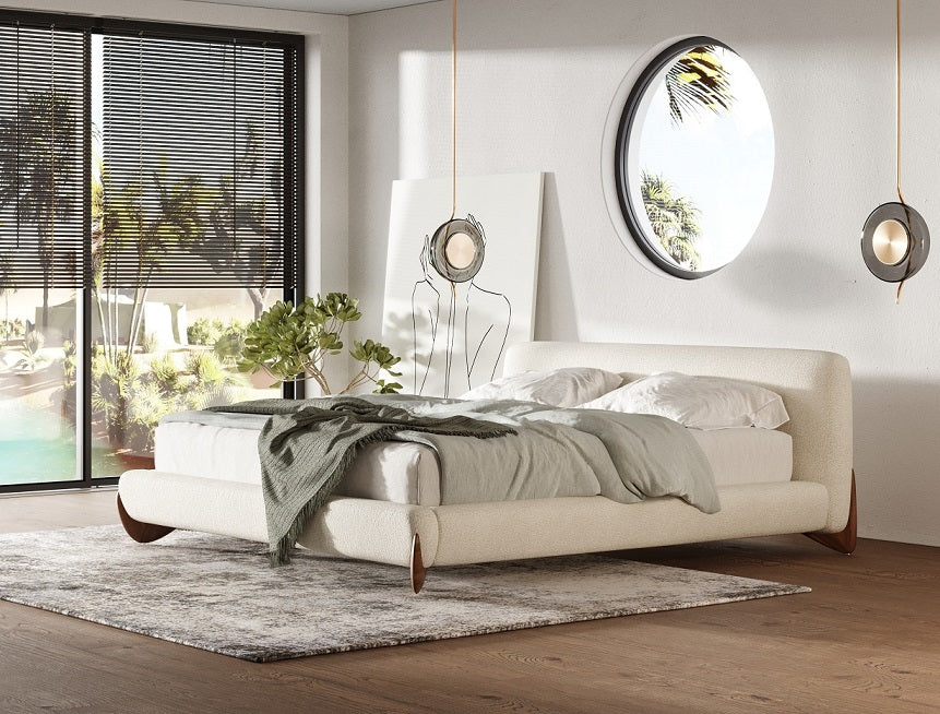 Modrest Fleury - Contemporary Cream Fabric and Walnut  Bedroom Set