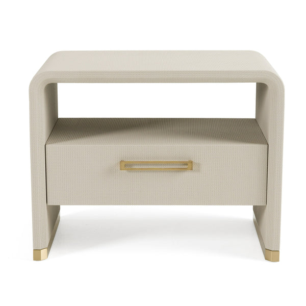 Modrest Florence - Modern Beige Leatherette + Gold Nightstand