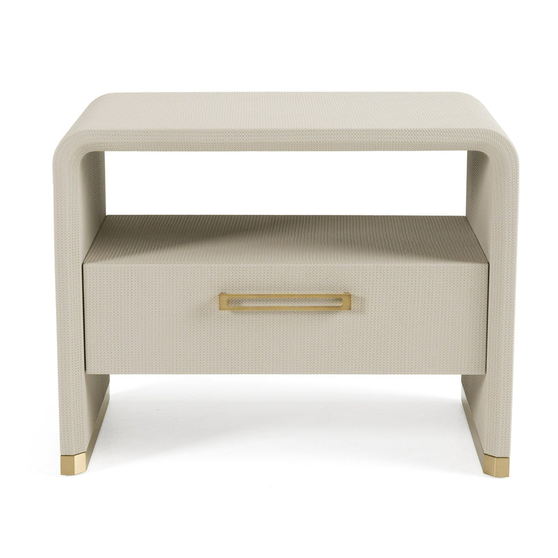 Modrest Florence - Modern Beige Leatherette + Gold Nightstand