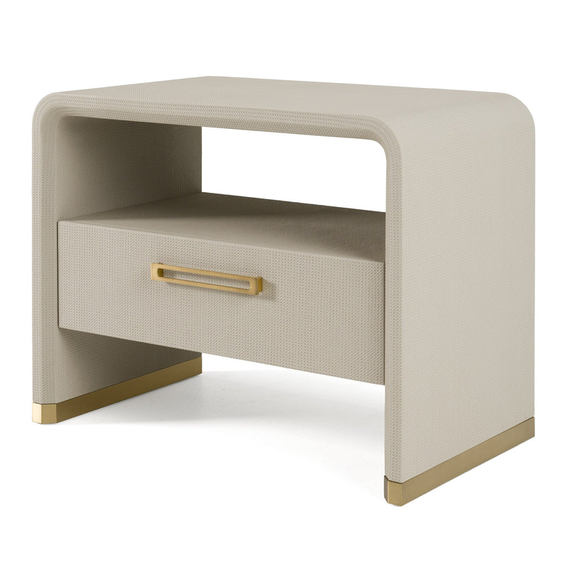 Modrest Florence - Modern Beige Leatherette + Gold Nightstand