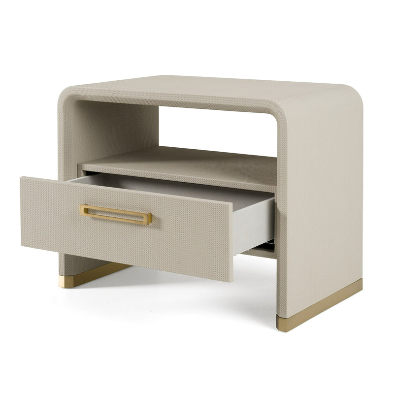 Modrest Florence - Modern Beige Leatherette + Gold Nightstand