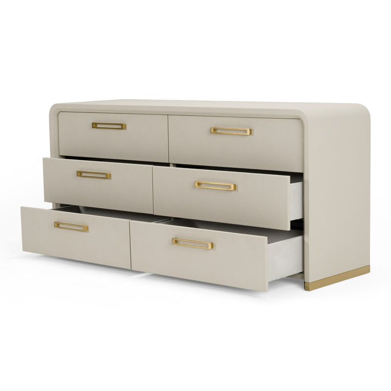 Modrest Florence - Modern Beige Leatherette + Gold Dresser