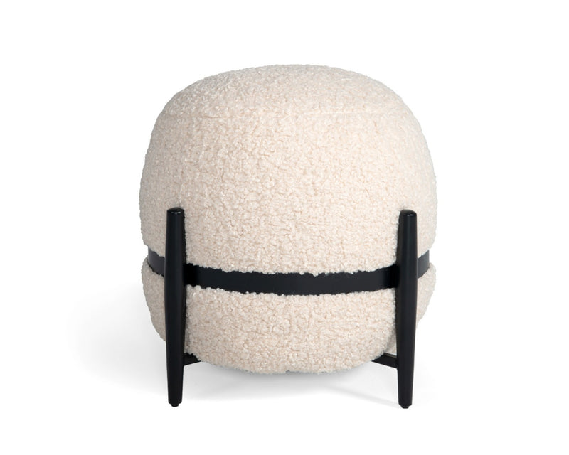 Divani Casa Fouston - Contemporary White Sherpa Pouf