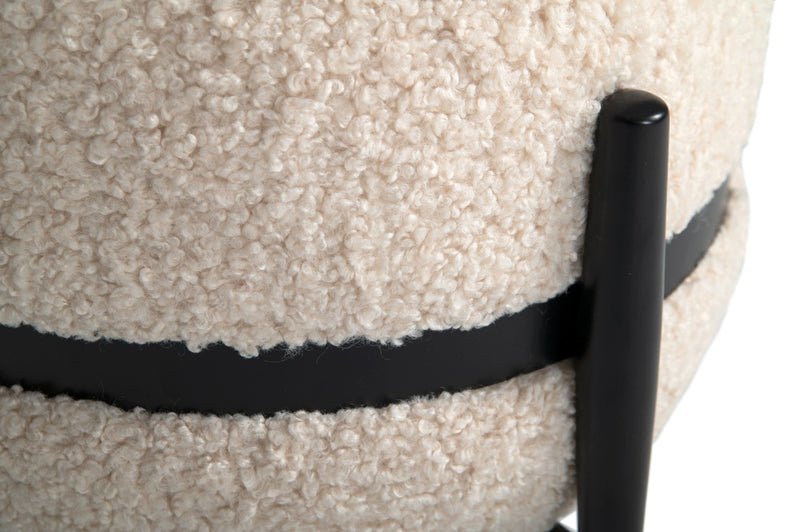 Divani Casa Fouston - Contemporary White Sherpa Pouf