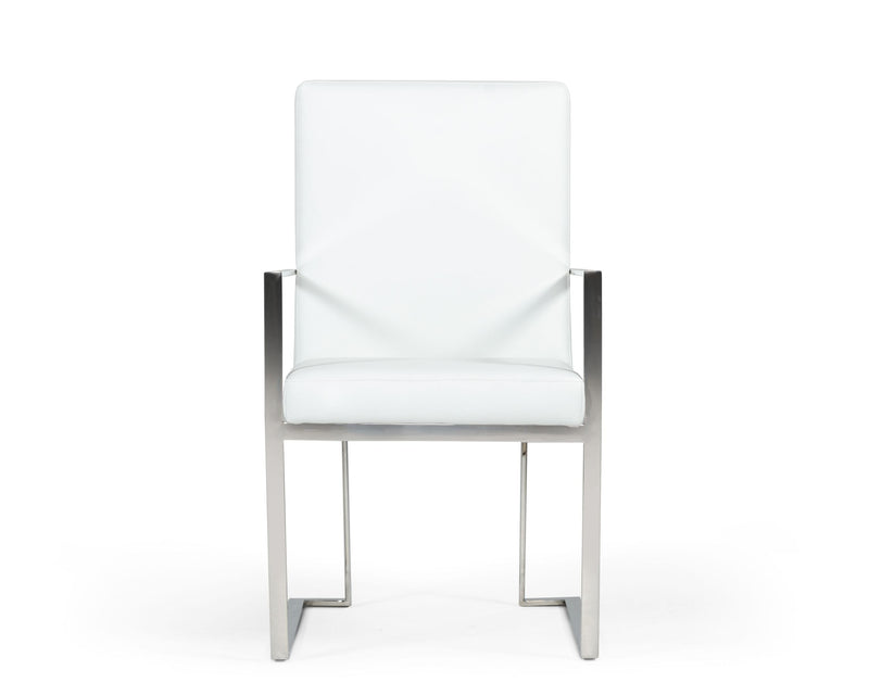 Modrest Fowler - Modern White Eco-Leather Dining Armchair