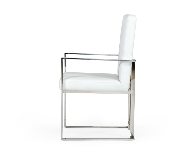 Modrest Fowler - Modern White Eco-Leather Dining Armchair