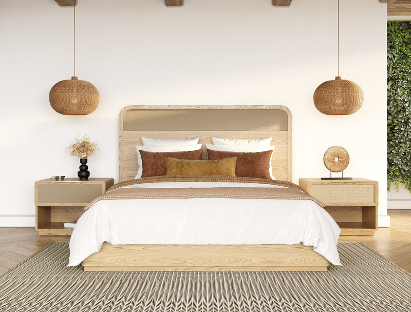 Modrest Gavin - Modern Natural Ash + Rattan Bed