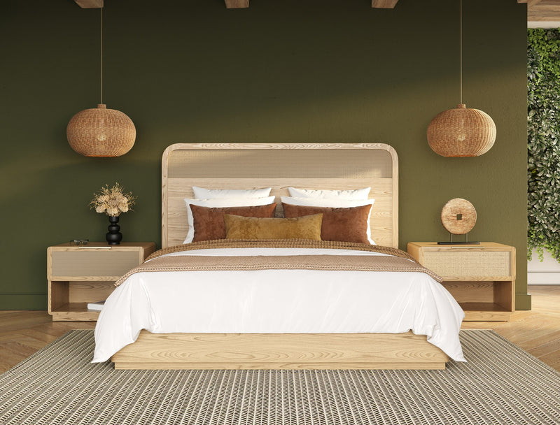 Modrest Gavin - Modern Natural Ash + Rattan Bed