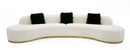 Divani Casa Frontier - Glam Off-White Fabric Curved Sectional Sofa with Black Pillows