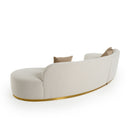 Divani Casa Frontier - Glam Beige Fabric Curved Sectional Sofa with Beige Pillows