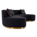 Divani Casa Frontier - Glam Black Fabric Curved Sectional Sofa with Grey Pillows