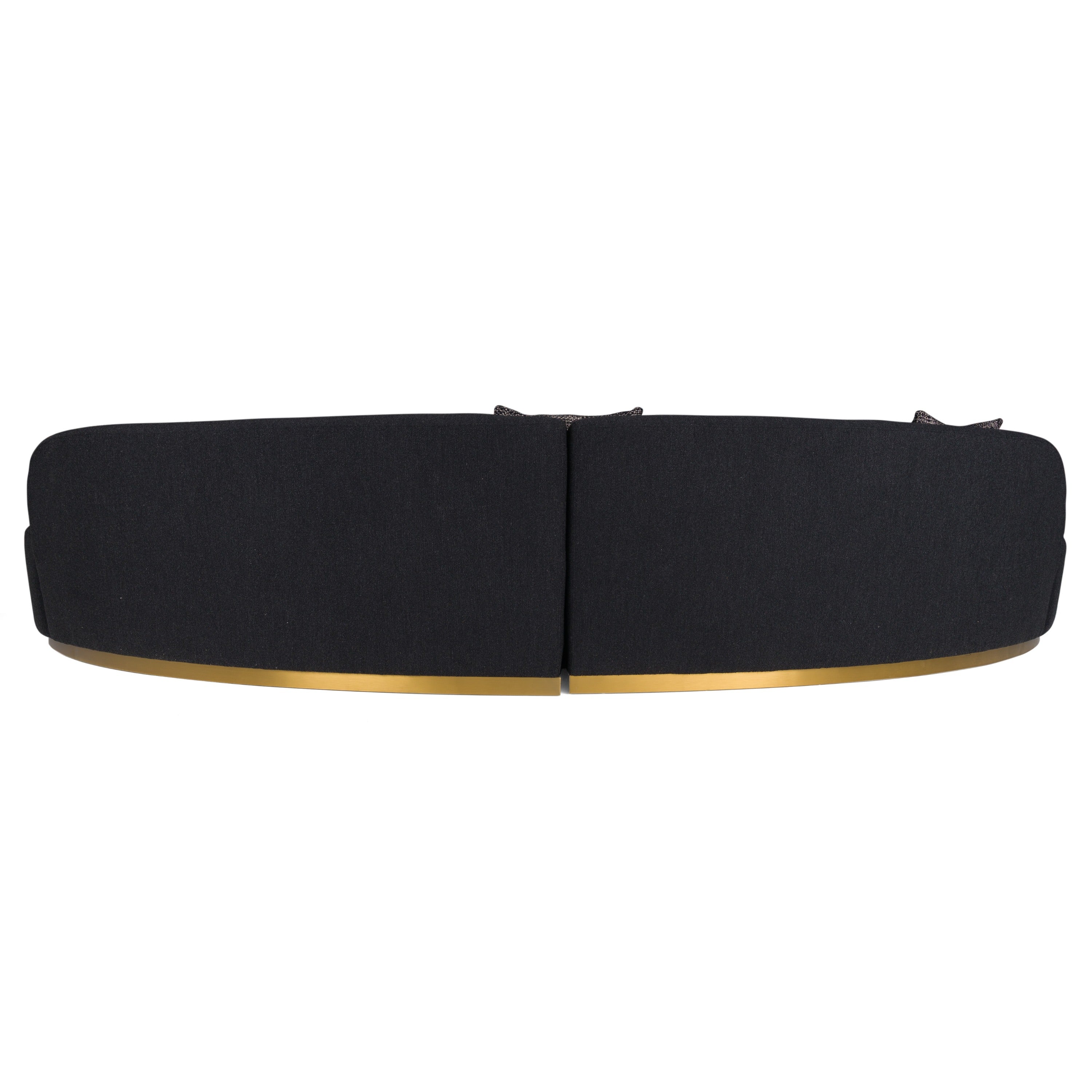 Divani Casa Frontier - Glam Black Fabric Curved Sectional Sofa with Grey Pillows