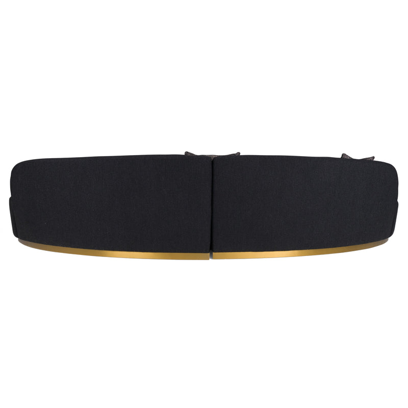 Divani Casa Frontier - Glam Black Fabric Curved Sectional Sofa with Grey Pillows