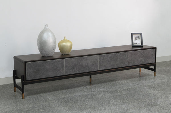 Modrest Gabrielle - Contemporary Acacia & Gold TV Stand